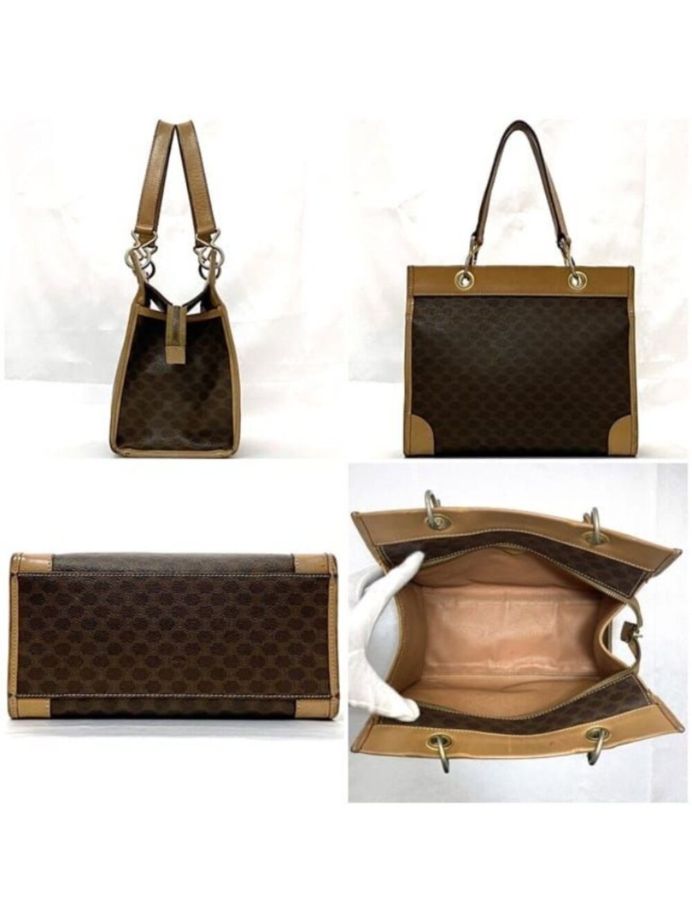 Celine Handbag Brown Macadam Tote Bag Leather - Picture 2 of 10